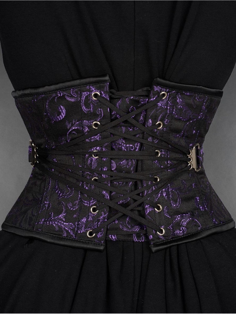 Purple Brocade Lace-Up Waist Cincher Belt - Women Accessories